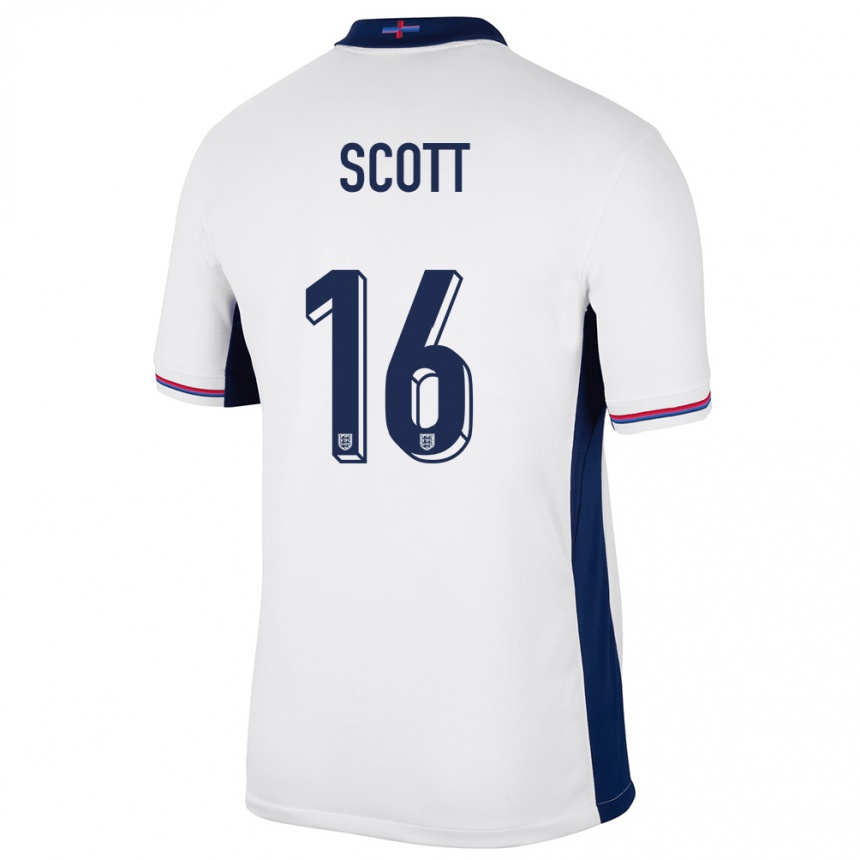 Niño Fútbol Camiseta Inglaterra Jill Scott #16 Blanco 1ª Equipación 24-26 México