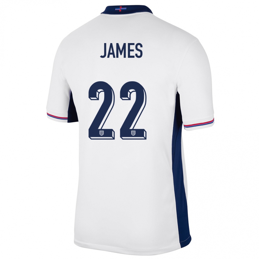 Niño Fútbol Camiseta Inglaterra Lauren James #22 Blanco 1ª Equipación 24-26 México