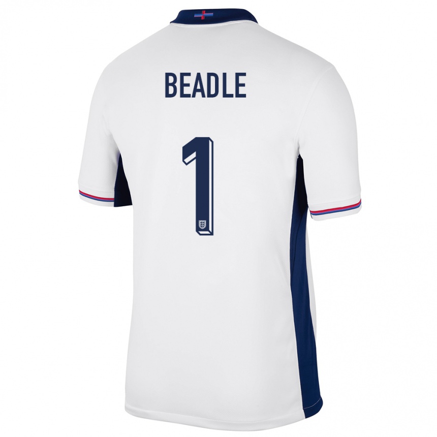 Niño Fútbol Camiseta Inglaterra James Beadle #1 Blanco 1ª Equipación 24-26 México