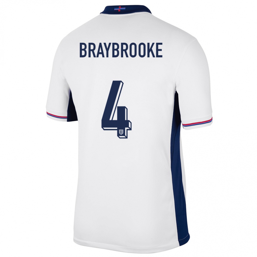 Niño Fútbol Camiseta Inglaterra Samuel Braybrooke #4 Blanco 1ª Equipación 24-26 México