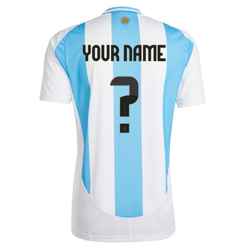 Niño Fútbol Camiseta Argentina Su Nombre #0 Blanco Azul 1ª Equipación 24-26 México