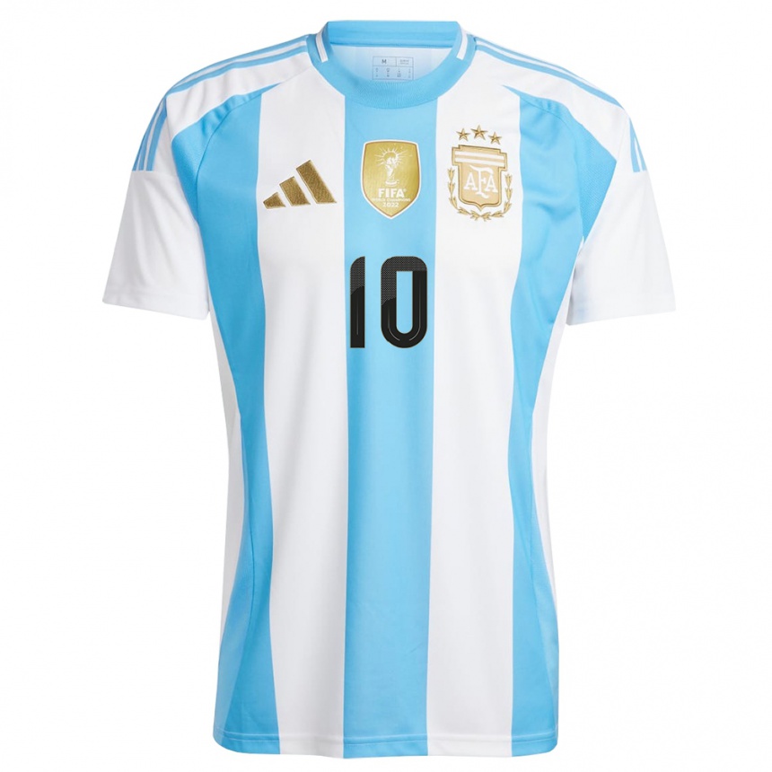 Niño Fútbol Camiseta Argentina Axel Encinas #10 Blanco Azul 1ª Equipación 24-26 México