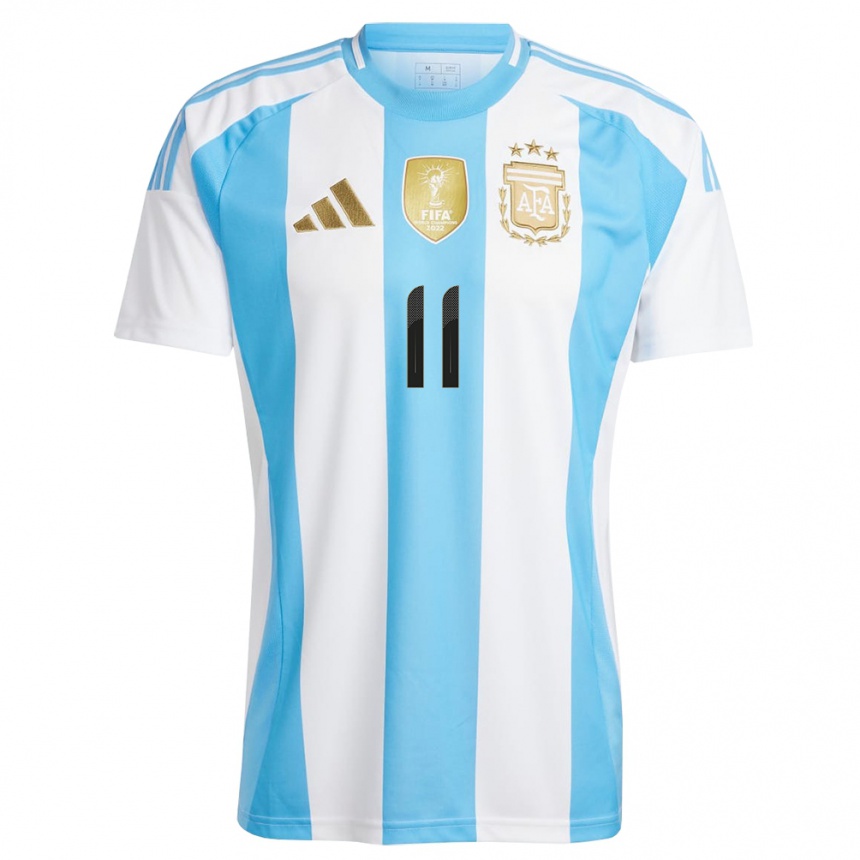 Niño Fútbol Camiseta Argentina Angel Di Maria #11 Blanco Azul 1ª Equipación 24-26 México