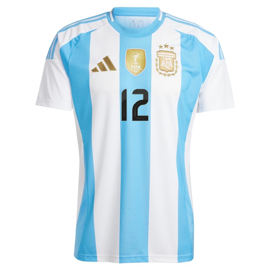 Niño Fútbol Camiseta Argentina Franco Herrera #12 Blanco Azul 1ª Equipación 24-26 México