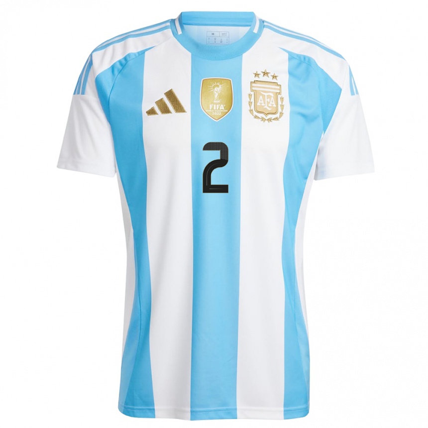 Niño Fútbol Camiseta Argentina Lautaro Di Lollo #2 Blanco Azul 1ª Equipación 24-26 México