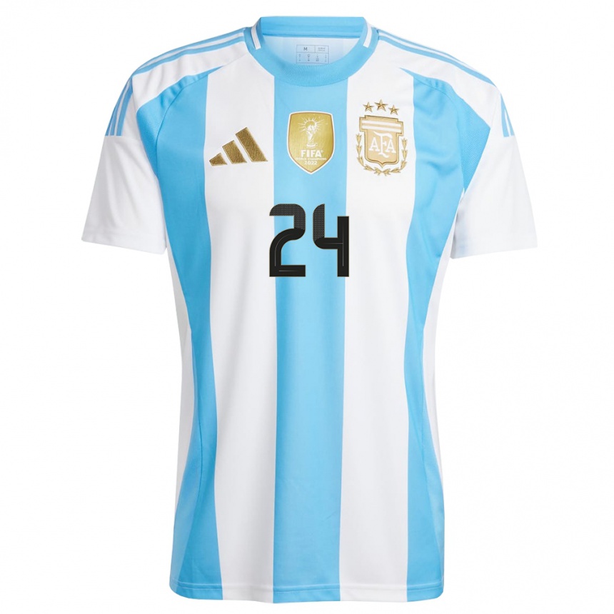 Niño Fútbol Camiseta Argentina Enzo Fernandez #24 Blanco Azul 1ª Equipación 24-26 México