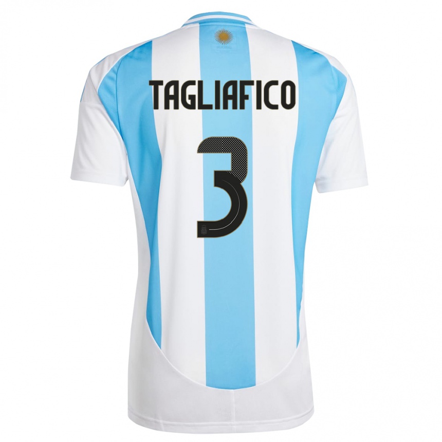 Niño Fútbol Camiseta Argentina Nicolas Tagliafico #3 Blanco Azul 1ª Equipación 24-26 México