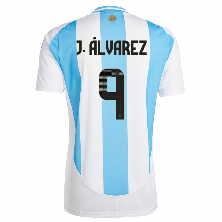 Niño Fútbol Camiseta Argentina Julian Alvarez #9 Blanco Azul 1ª Equipación 24-26 México