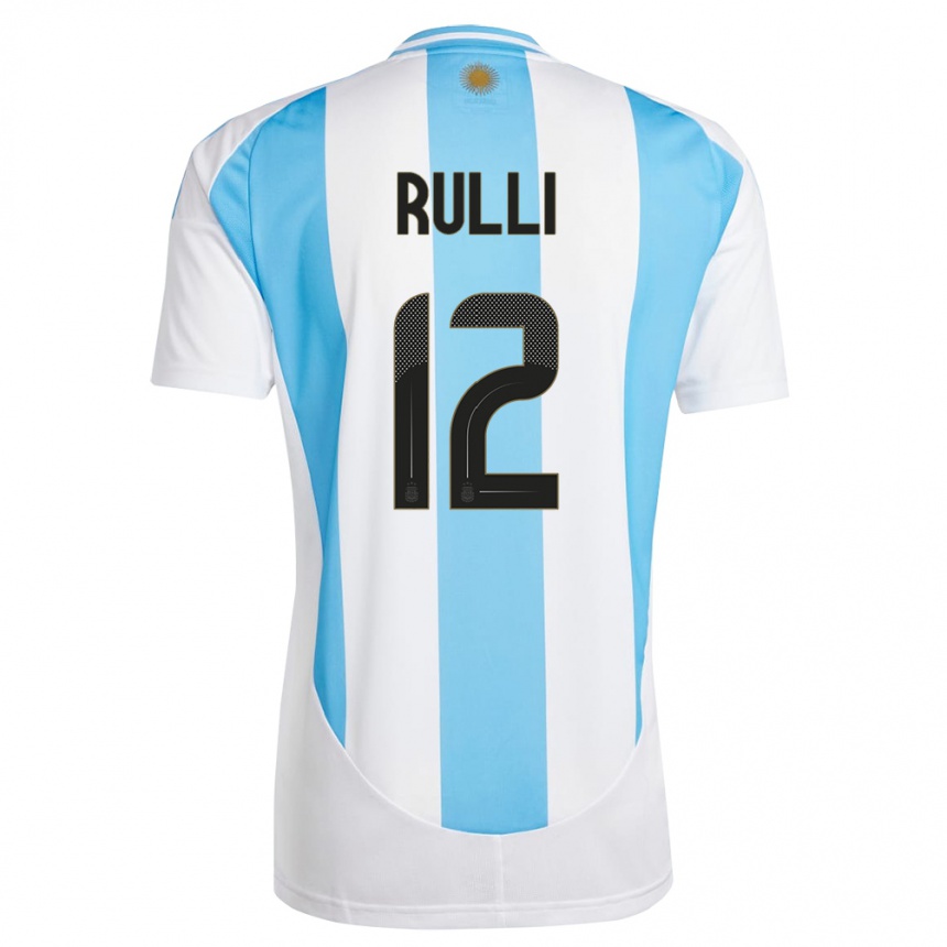 Niño Fútbol Camiseta Argentina Geronimo Rulli #12 Blanco Azul 1ª Equipación 24-26 México