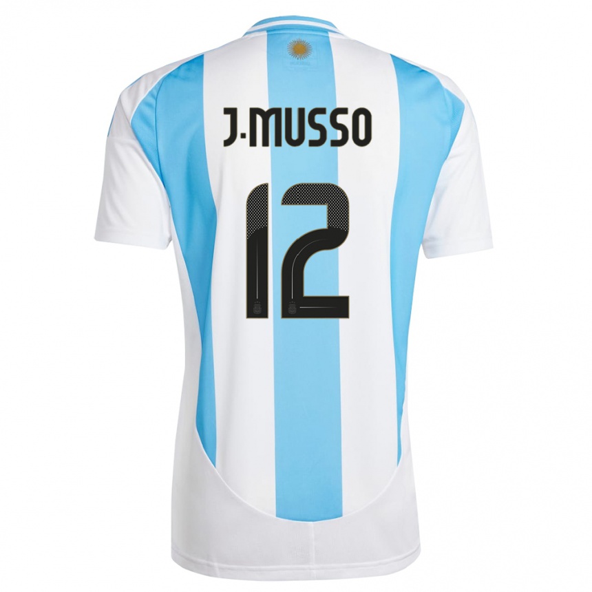 Niño Fútbol Camiseta Argentina Juan Musso #12 Blanco Azul 1ª Equipación 24-26 México