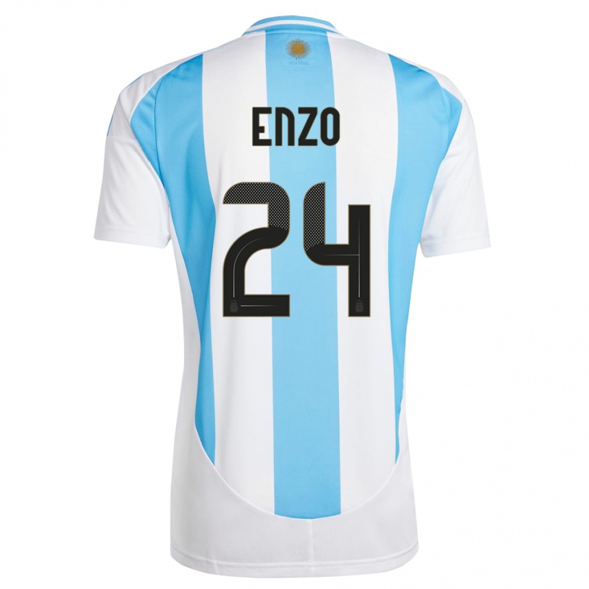 Niño Fútbol Camiseta Argentina Enzo Fernandez #24 Blanco Azul 1ª Equipación 24-26 México