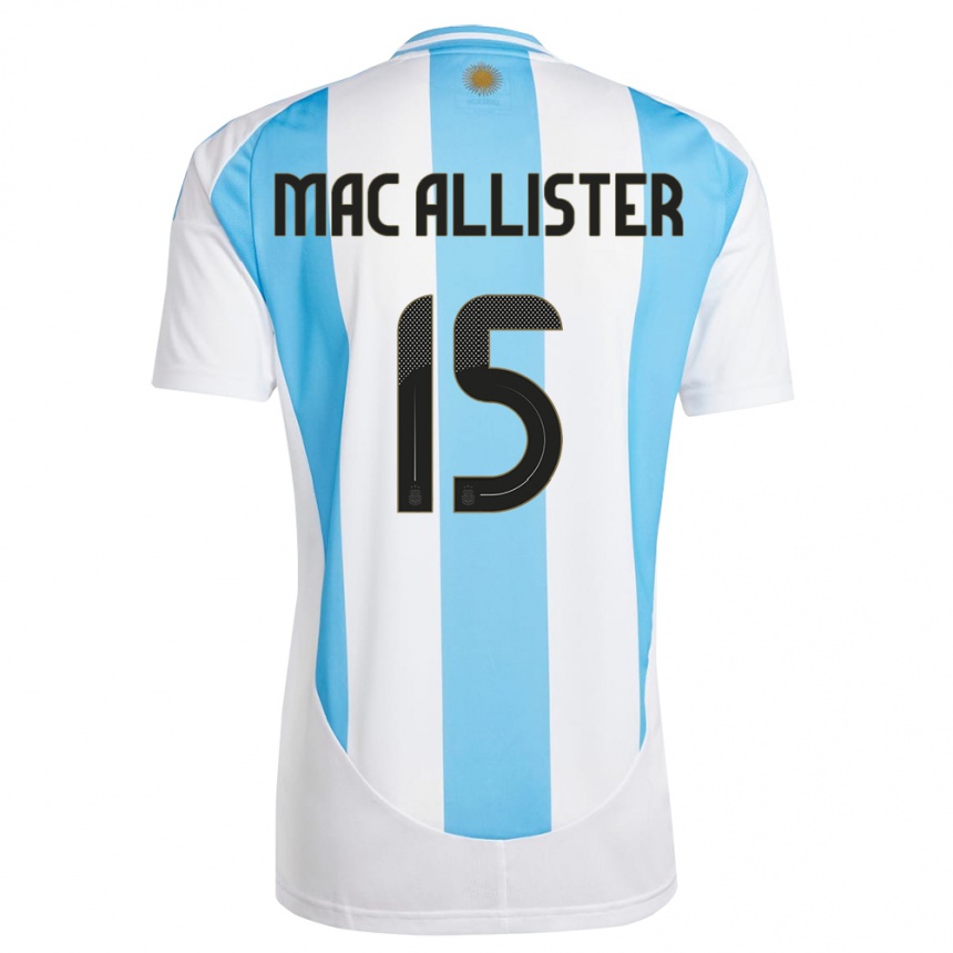 Niño Fútbol Camiseta Argentina Alexis Mac Allister #15 Blanco Azul 1ª Equipación 24-26 México