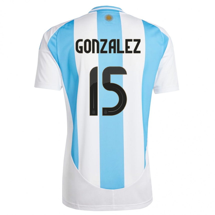 Niño Fútbol Camiseta Argentina Nicolas Gonzalez #15 Blanco Azul 1ª Equipación 24-26 México