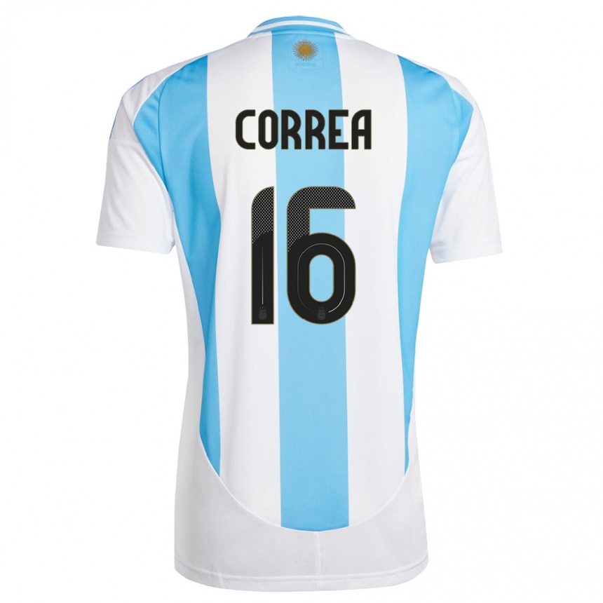 Niño Fútbol Camiseta Argentina Angel Correa #16 Blanco Azul 1ª Equipación 24-26 México