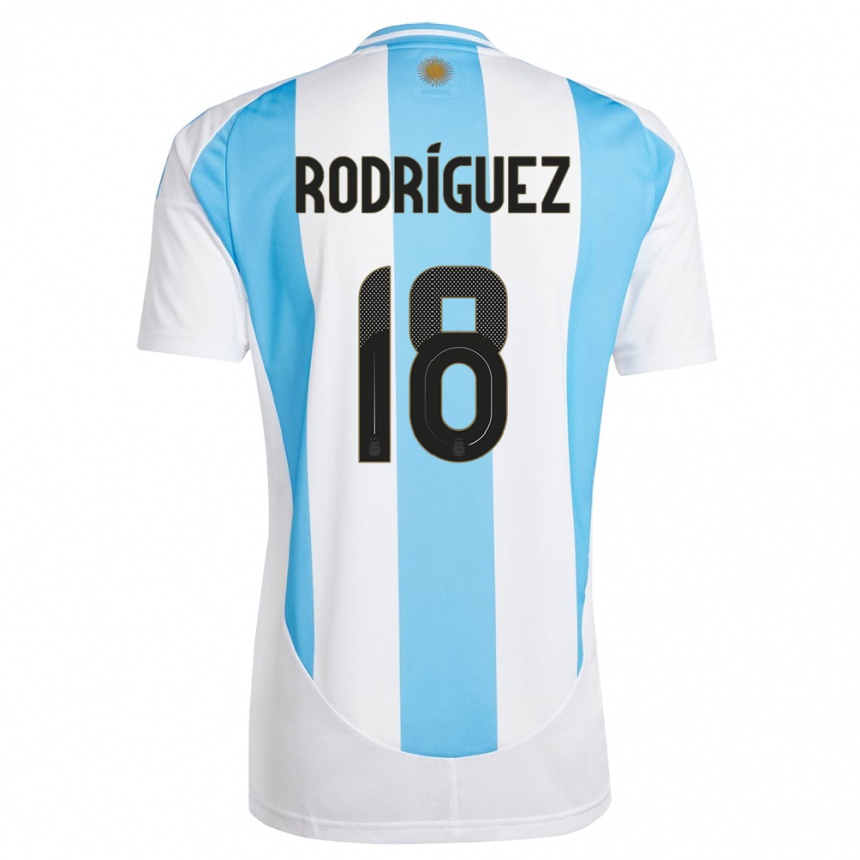 Niño Fútbol Camiseta Argentina Guido Rodriguez #18 Blanco Azul 1ª Equipación 24-26 México