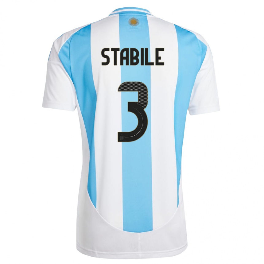 Niño Fútbol Camiseta Argentina Eliana Stabile #3 Blanco Azul 1ª Equipación 24-26 México