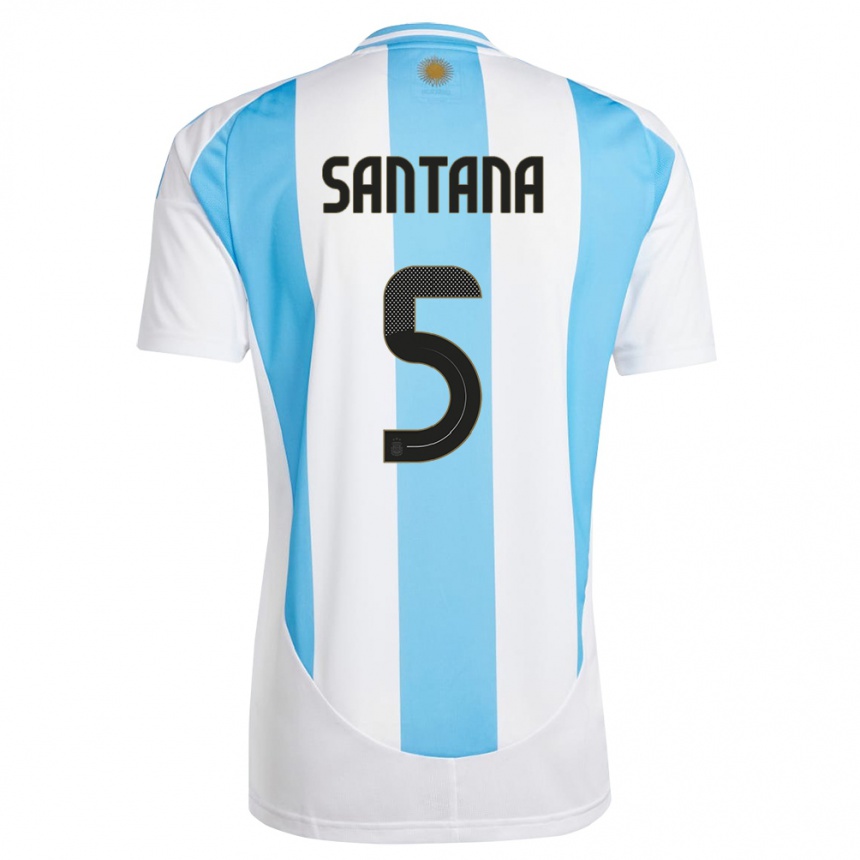 Niño Fútbol Camiseta Argentina Vanesa Santana #5 Blanco Azul 1ª Equipación 24-26 México