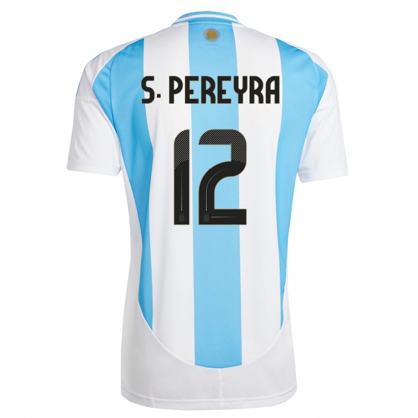 Niño Fútbol Camiseta Argentina Solana Pereyra #12 Blanco Azul 1ª Equipación 24-26 México