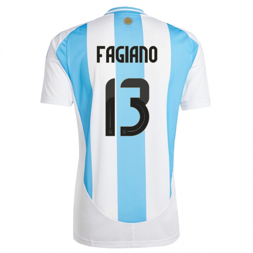 Niño Fútbol Camiseta Argentina Paloma Fagiano #13 Blanco Azul 1ª Equipación 24-26 México