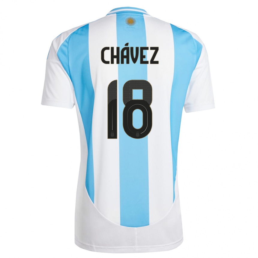 Niño Fútbol Camiseta Argentina Gabriela Chavez #18 Blanco Azul 1ª Equipación 24-26 México