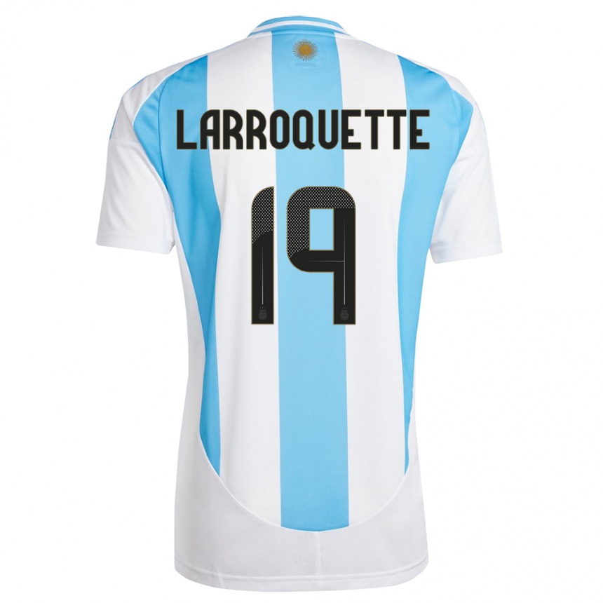 Niño Fútbol Camiseta Argentina Mariana Larroquette #19 Blanco Azul 1ª Equipación 24-26 México