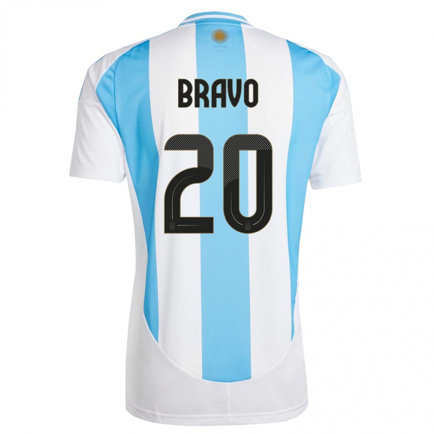 Niño Fútbol Camiseta Argentina Ruth Bravo #20 Blanco Azul 1ª Equipación 24-26 México