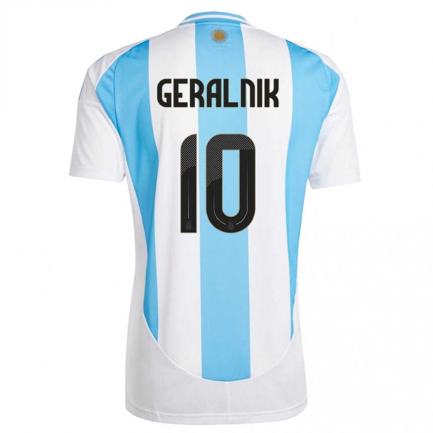 Niño Fútbol Camiseta Argentina Tiago Geralnik #10 Blanco Azul 1ª Equipación 24-26 México