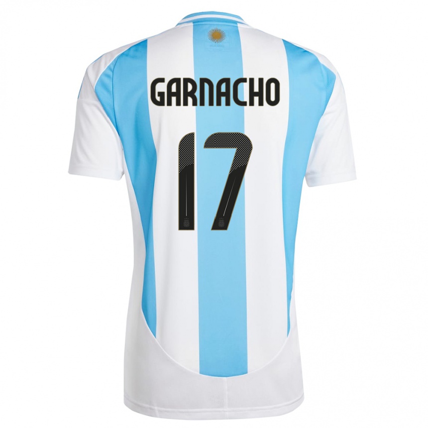 Niño Fútbol Camiseta Argentina Alejandro Garnacho #17 Blanco Azul 1ª Equipación 24-26 México