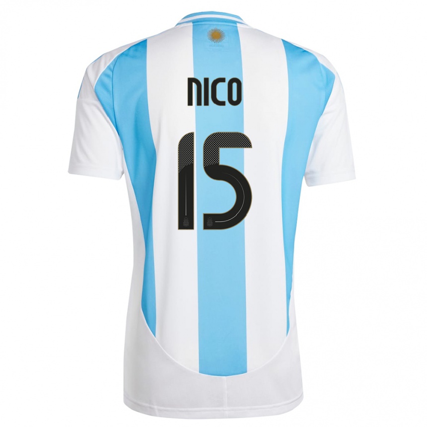 Niño Fútbol Camiseta Argentina Nico #15 Blanco Azul 1ª Equipación 24-26 México