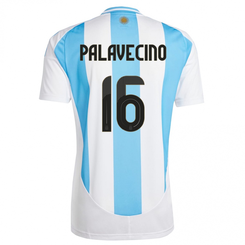 Niño Fútbol Camiseta Argentina Nicolas Palavecino #16 Blanco Azul 1ª Equipación 24-26 México