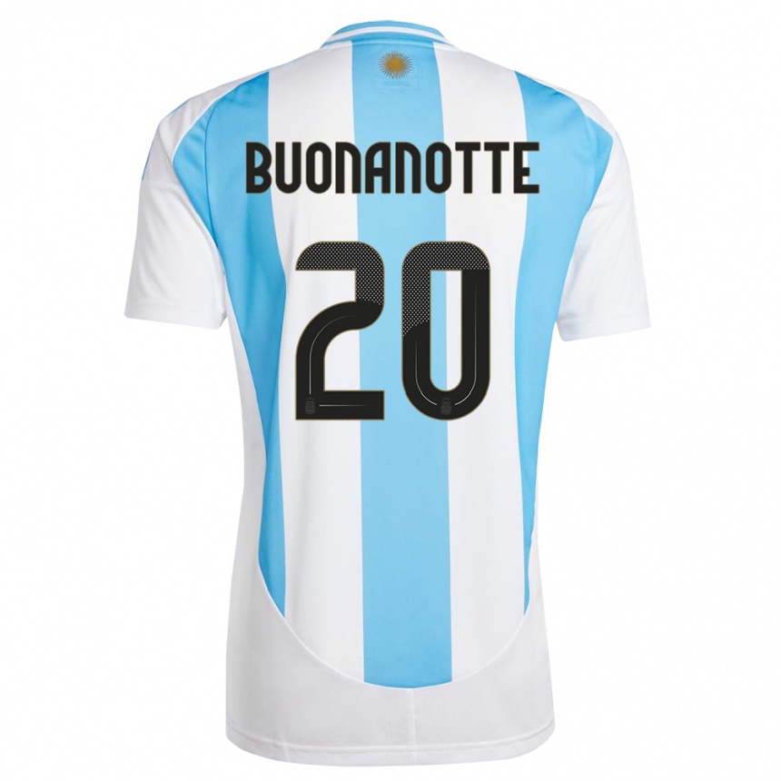 Niño Fútbol Camiseta Argentina Facundo Buonanotte #20 Blanco Azul 1ª Equipación 24-26 México