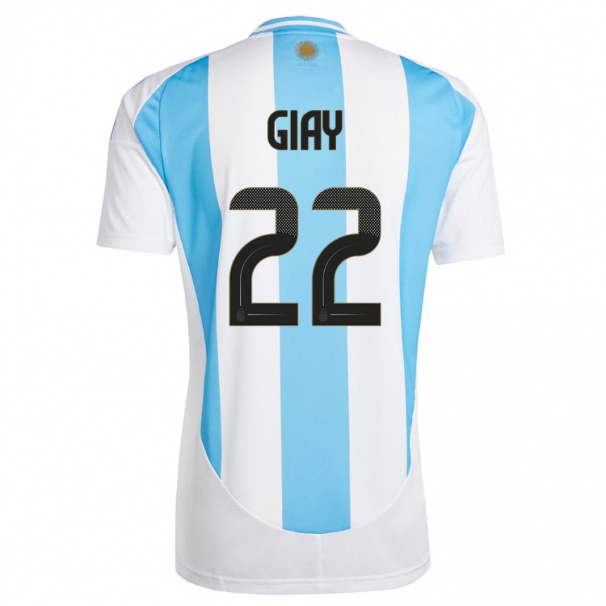 Niño Fútbol Camiseta Argentina Agustin Giay #22 Blanco Azul 1ª Equipación 24-26 México