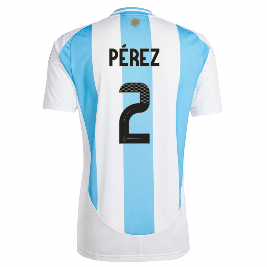 Niño Fútbol Camiseta Argentina Nehuen Perez #2 Blanco Azul 1ª Equipación 24-26 México