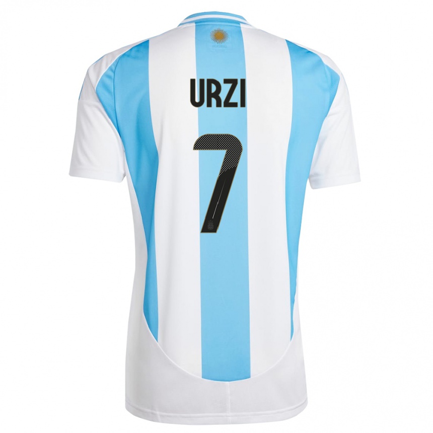 Niño Fútbol Camiseta Argentina Agustin Urzi #7 Blanco Azul 1ª Equipación 24-26 México