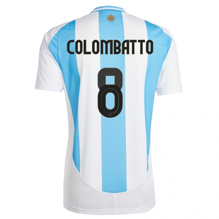 Niño Fútbol Camiseta Argentina Santiago Colombatto #8 Blanco Azul 1ª Equipación 24-26 México