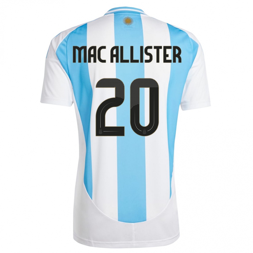 Niño Fútbol Camiseta Argentina Alexis Mac Allister #20 Blanco Azul 1ª Equipación 24-26 México