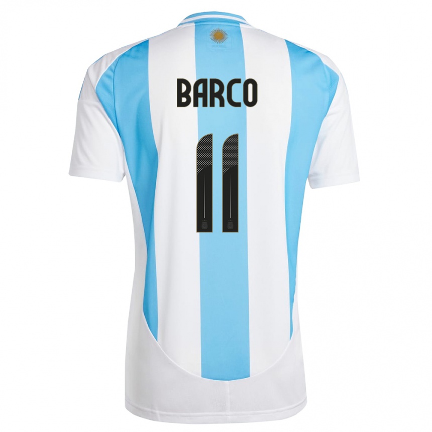 Niño Fútbol Camiseta Argentina Ezequiel Barco #11 Blanco Azul 1ª Equipación 24-26 México