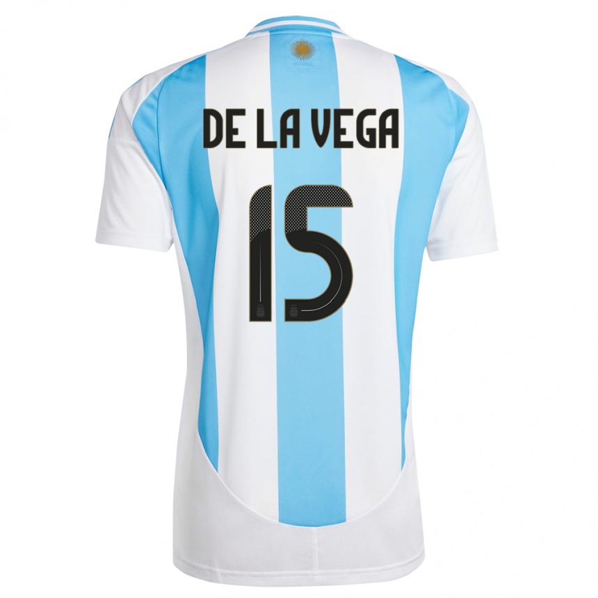 Niño Fútbol Camiseta Argentina Pedro De La Vega #15 Blanco Azul 1ª Equipación 24-26 México