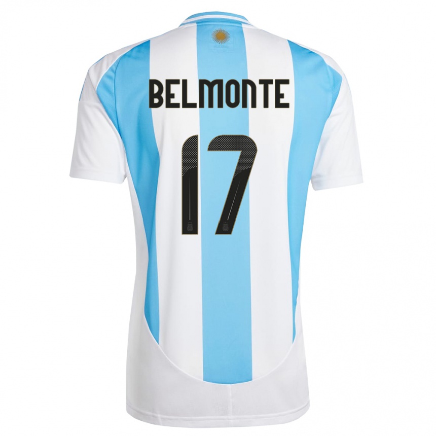 Niño Fútbol Camiseta Argentina Tomas Belmonte #17 Blanco Azul 1ª Equipación 24-26 México