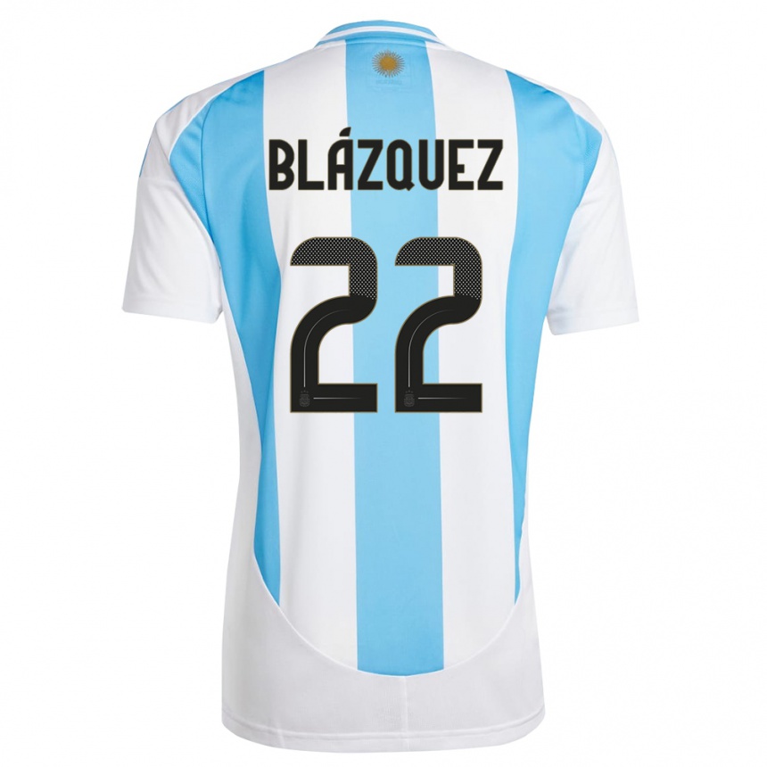 Niño Fútbol Camiseta Argentina Joaquin Blazquez #22 Blanco Azul 1ª Equipación 24-26 México