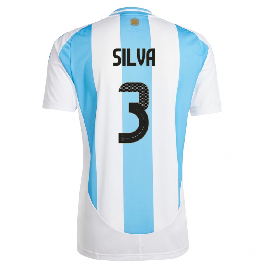 Niño Fútbol Camiseta Argentina Tomas Silva #3 Blanco Azul 1ª Equipación 24-26 México