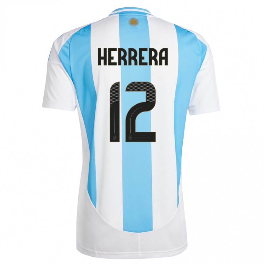 Niño Fútbol Camiseta Argentina Franco Herrera #12 Blanco Azul 1ª Equipación 24-26 México