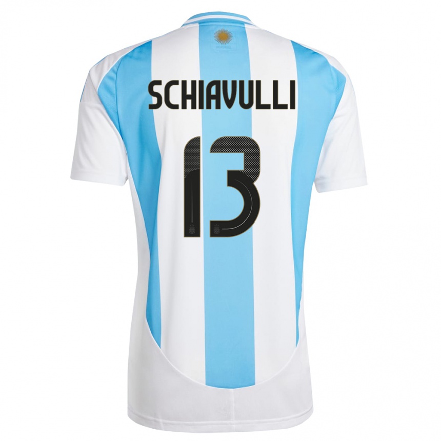 Niño Fútbol Camiseta Argentina Thiago Schiavulli #13 Blanco Azul 1ª Equipación 24-26 México