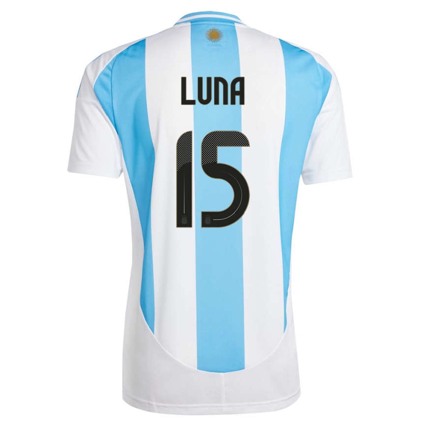 Niño Fútbol Camiseta Argentina Alex Luna #15 Blanco Azul 1ª Equipación 24-26 México