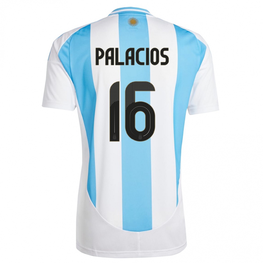 Niño Fútbol Camiseta Argentina Tomas Palacios #16 Blanco Azul 1ª Equipación 24-26 México