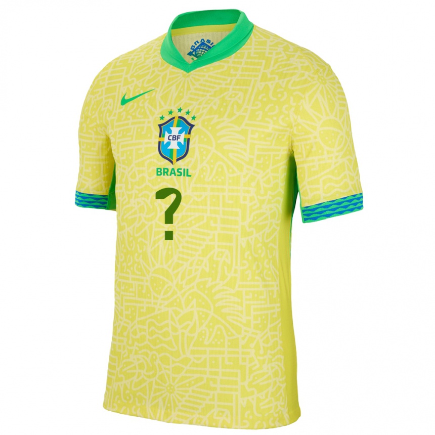 Niño Fútbol Camiseta Brasil Su Nombre #0 Amarillo 1ª Equipación 24-26 México