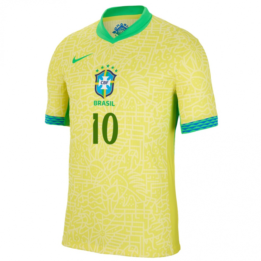 Niño Fútbol Camiseta Brasil Neymar #10 Amarillo 1ª Equipación 24-26 México