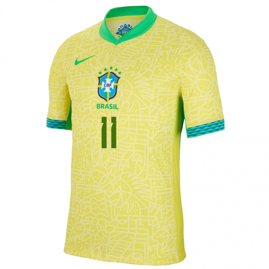 Niño Fútbol Camiseta Brasil Caio #11 Amarillo 1ª Equipación 24-26 México