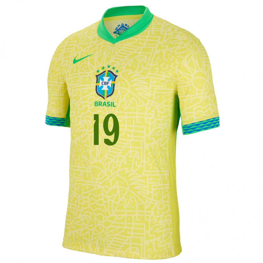 Niño Fútbol Camiseta Brasil Ludmila #19 Amarillo 1ª Equipación 24-26 México