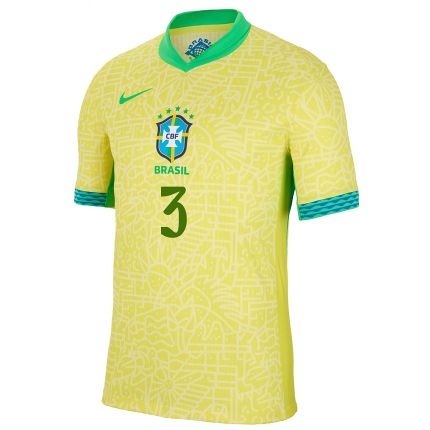 Niño Fútbol Camiseta Brasil Thiago Silva #3 Amarillo 1ª Equipación 24-26 México